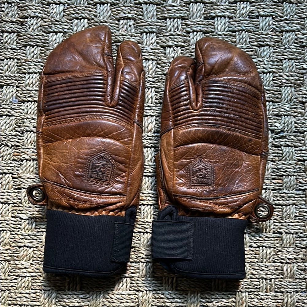 Hestra Brown Leather Men's Mittens